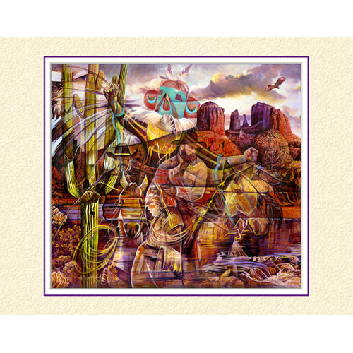 Cowboys and Indians an original Spirit Painting by Kathryn Rutherford-Heirloom Art Studio