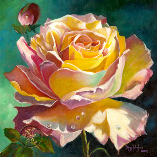 Yellow rose floral by Kathryn Rutherford-Heirloom Art Studio.