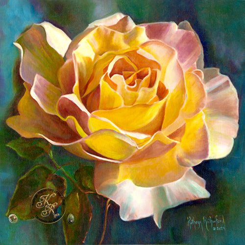 A yellow spring rose by Kathryn Rutherford-Heirloom Art Studio