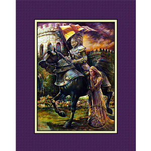 "The Conquest" , an original Kathryn Rutherford work of fantasy fine art, displays the true romantic tradition of the beautiful maiden standing outside her castle, sending her Knight in Shining Armour off to battle.