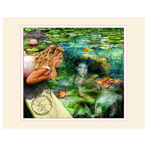 Deep Secrets-An original Kathryn Rutherford Fine Art reproduction giclee fantasy print representing the colour green and the inner secrets of young women's hearts.