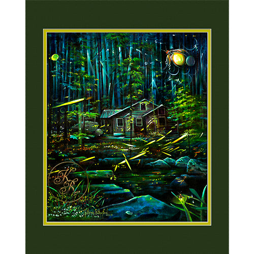 Kathryn Rutherford Fine Art giclee reproduction fine art print of synchronized fireflies at Elkmont, in the Great Smoky Mountains National Park.