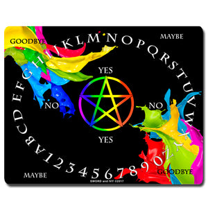 "Paint Splashes and Coloured Pentagram" Pendulum Message Board--Metaphysical Tool for Reiki, Dowsing, and Divination Readings.