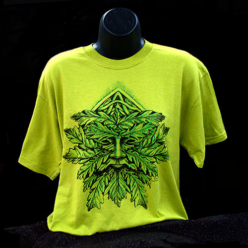 Hand Screen Printed t-shirt with Greenman design.